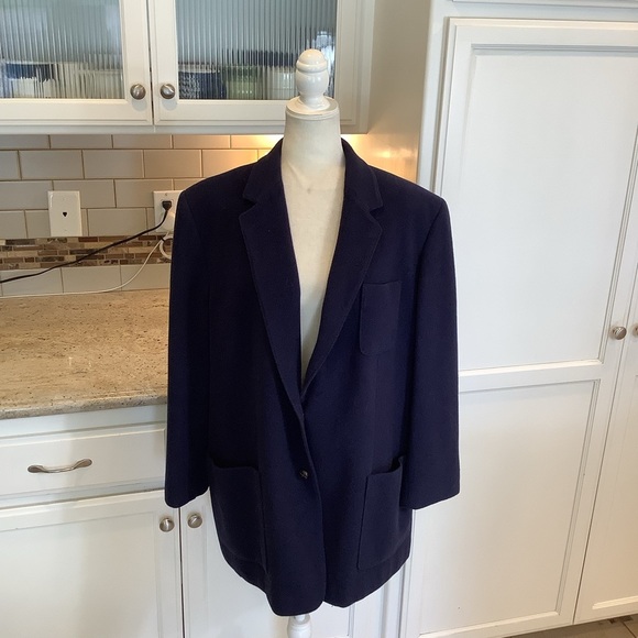 Ralph Lauren Navy Blue Wool & Cashmere Coat Size 20W - Picture 1 of 7